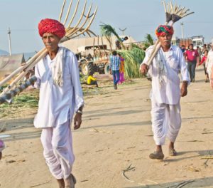 Men at Pushkar camel Fair ground