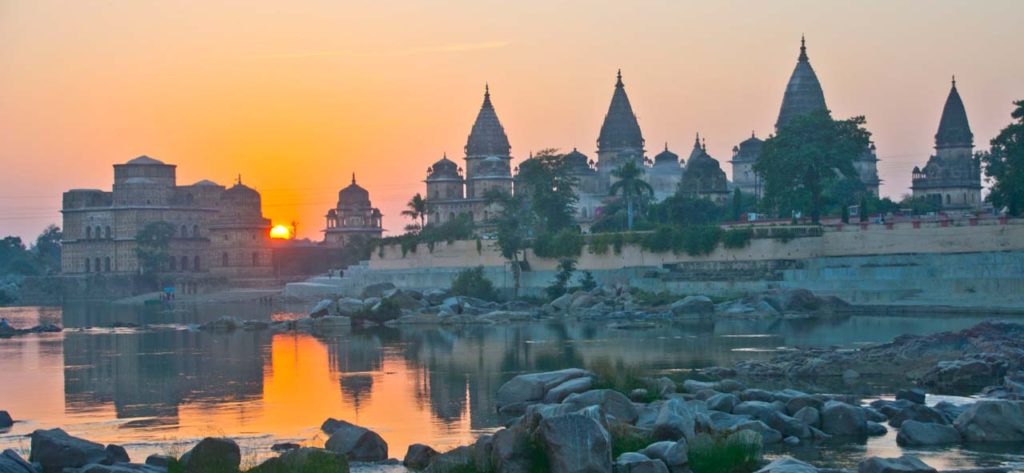 Orchha cenotaphs sunset