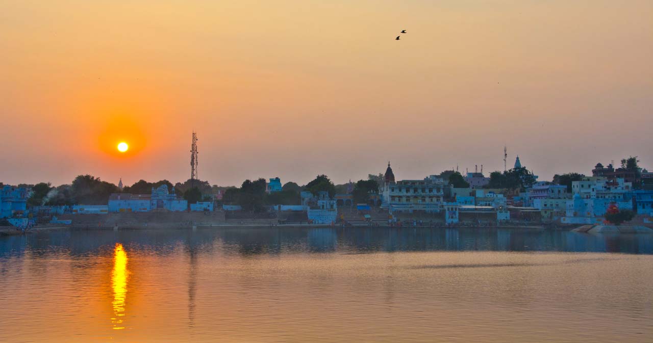 Pushkar lake ghat sunset
