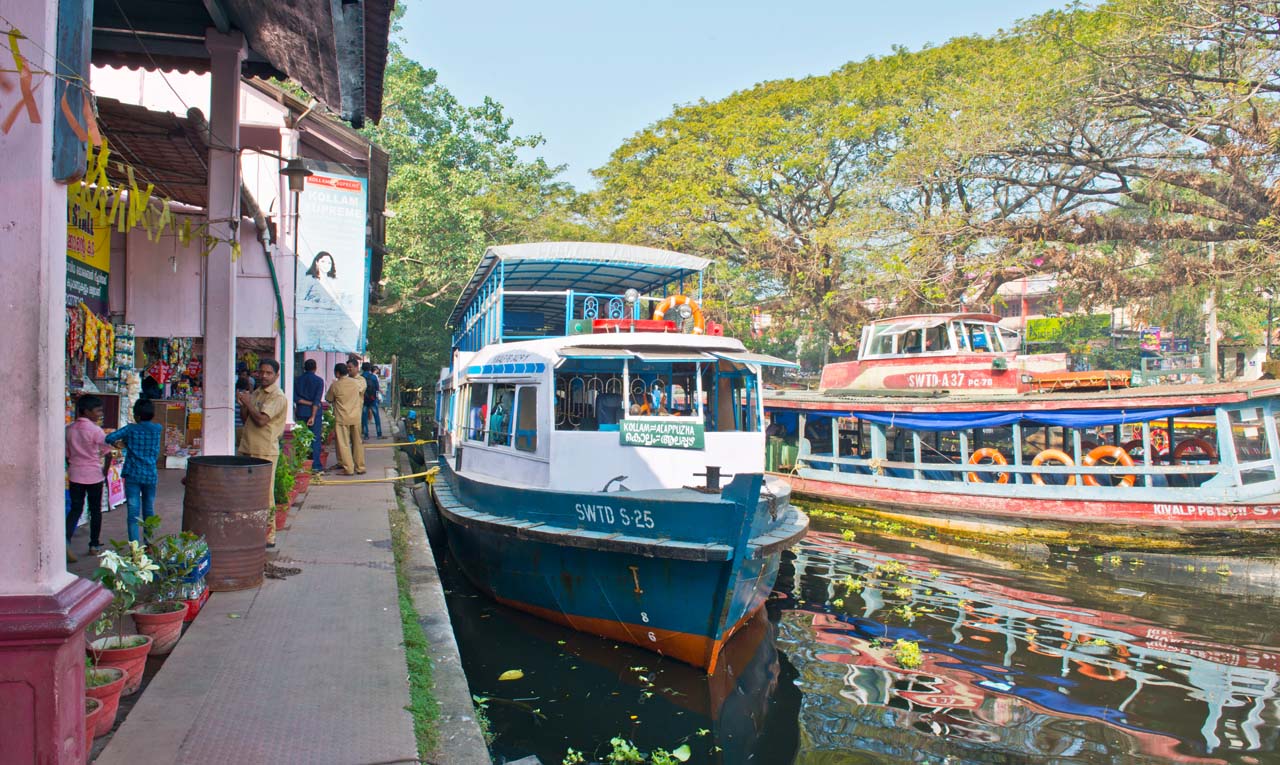 Tourist Boat in Kerala Backwaters at Alleppey